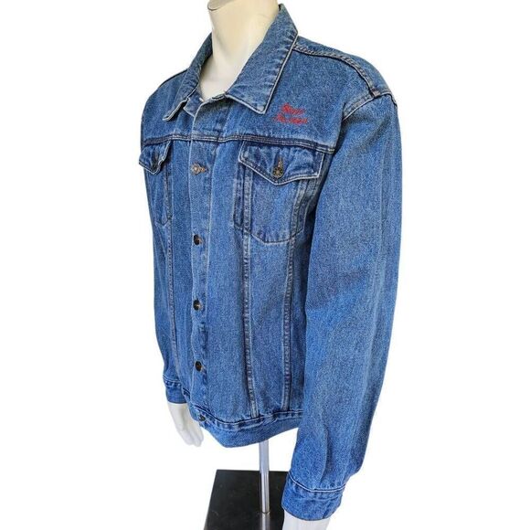 Vintage Riviera Hotel Casino Las Vegas Denim Jacket Circe Jeans Size L 90s Embro - Picture 4 of 11